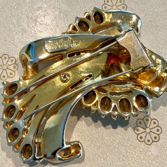 Coro Craft Sterling Retro Rhinestone Fur Clip - Picture 7 of 11